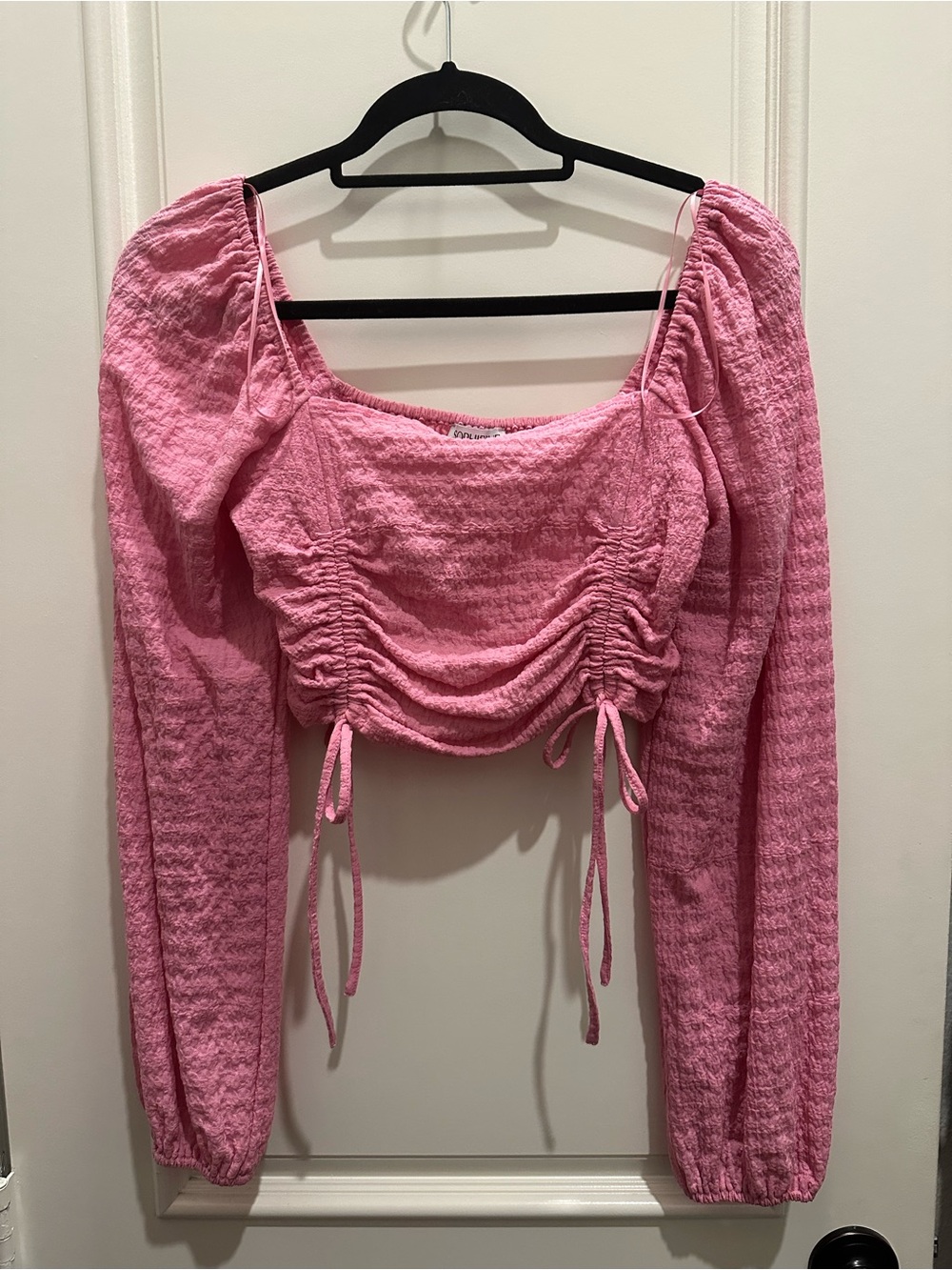 Sophie Rue Pink Ruched Long-Sleeve Crop Top